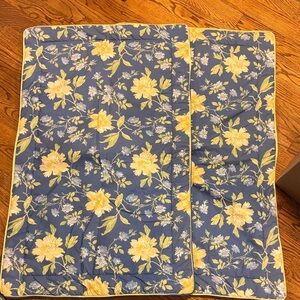 Laura Ashley EMILIE blue and yellow floral pillow shams - set of 2 - king size